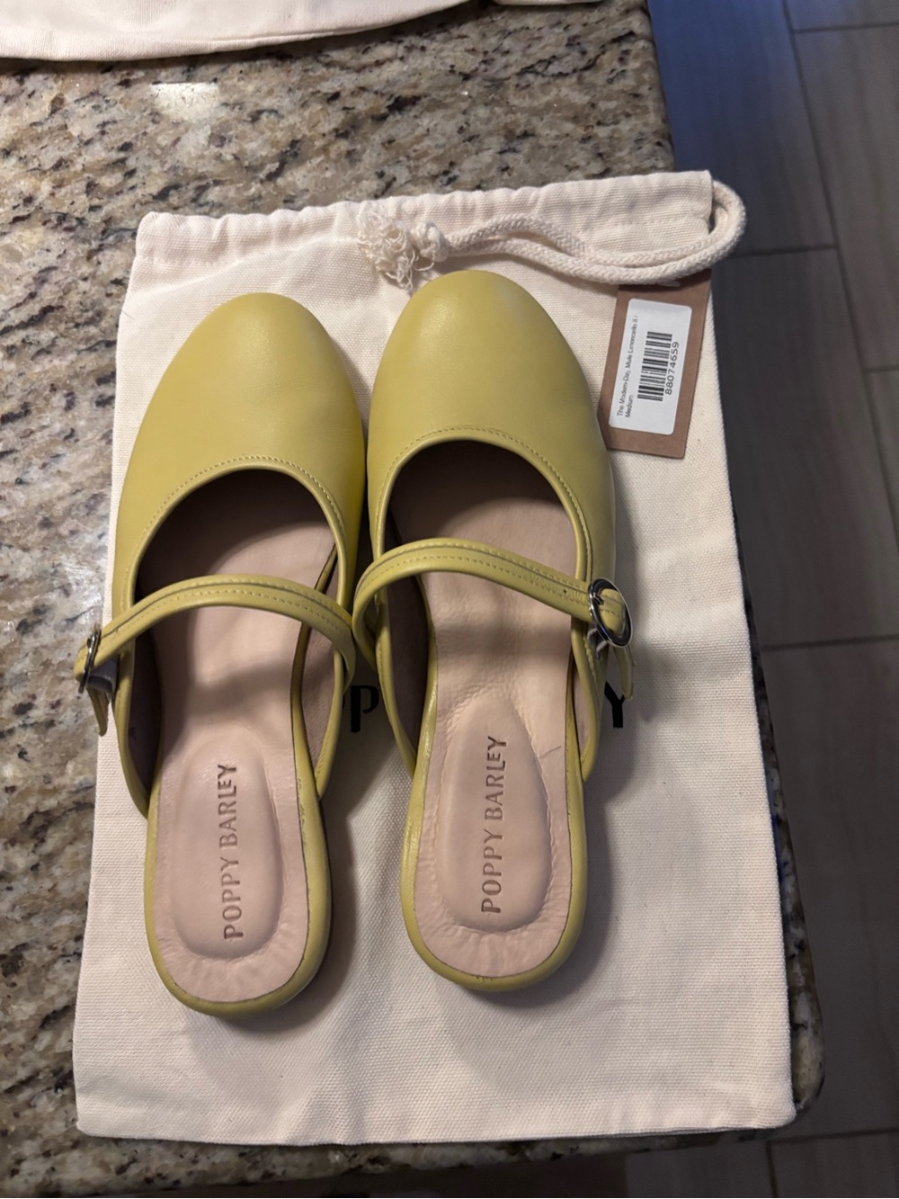 Poppy Barley Lemon Yellow Modern-day Mary Jane Limocello Mules